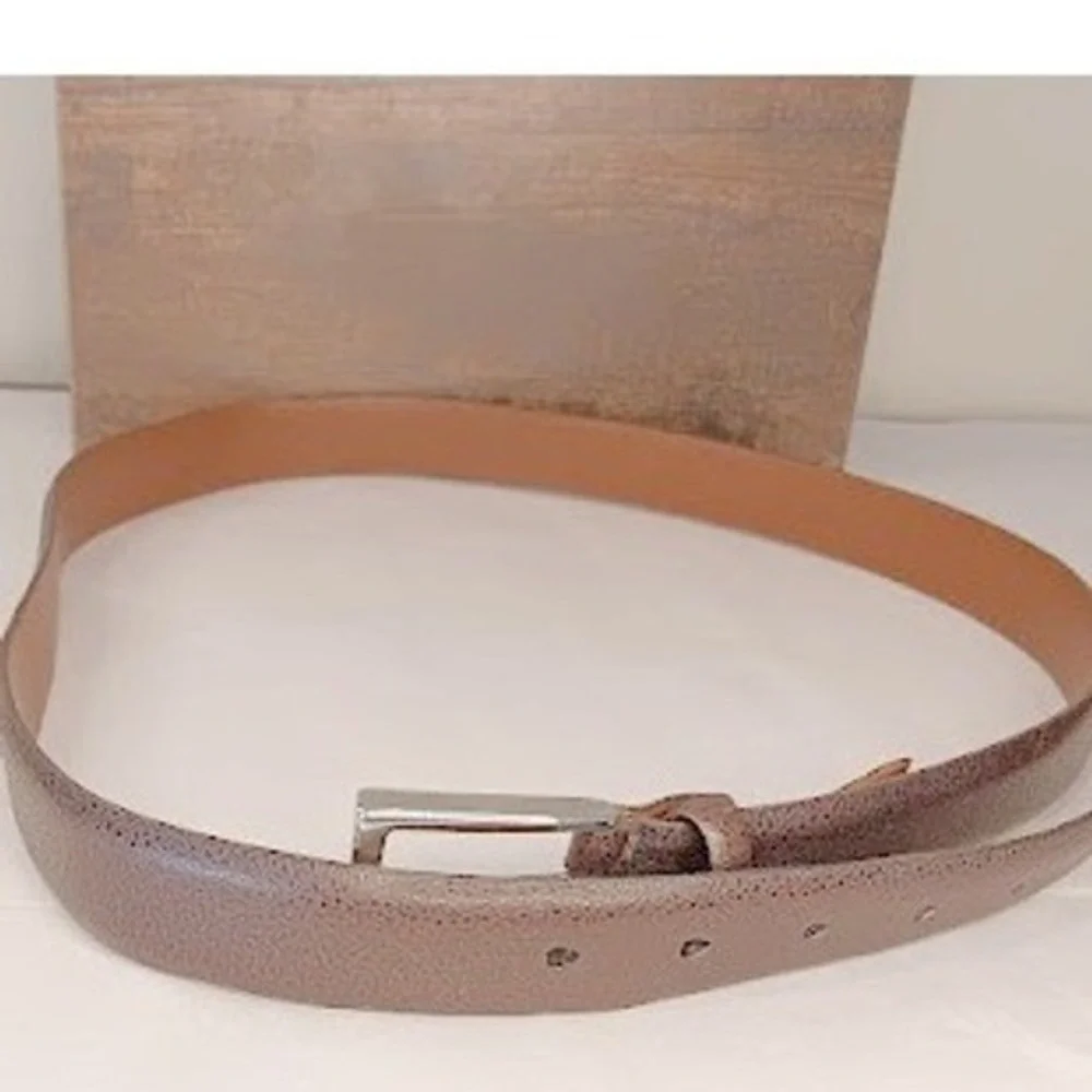 Cole Haan Leather Belt Mens 42 Brown Excellent Pebbled Solid Brass Italy A08526